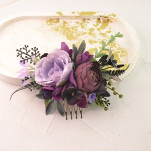 Flower comb Purple PLum Bride Flower hair comb Floral hair piece girls Floral comb boho Rustic headpiece floral hairpiece flower comb gothic