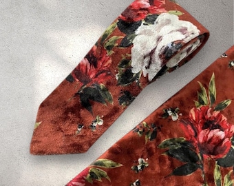 Rust necktie for men Boho Wedding bowtie for boys Necktie matching suspenders for Groom Fall wedding Bow tie for Groomsmen Boy's outfit