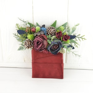 Pocket boutonniere burgundy navy pocket boutonniere for groom winter wedding groomsman boutonniere groom flowers burgandy blue