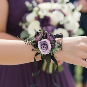 fitted lace wedding dress Purple & Lavender Mix Prom Corsage 2026 – Handcrafted Fresh Blooms –  LeFleur Floral Design + Events, Inc main image 0