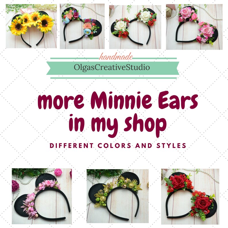 Purple Disney headband adult,floral mickey ear,flower disney ears,Minnie ears headband,Mickey ears headband,Orange disney headpiece,Floral