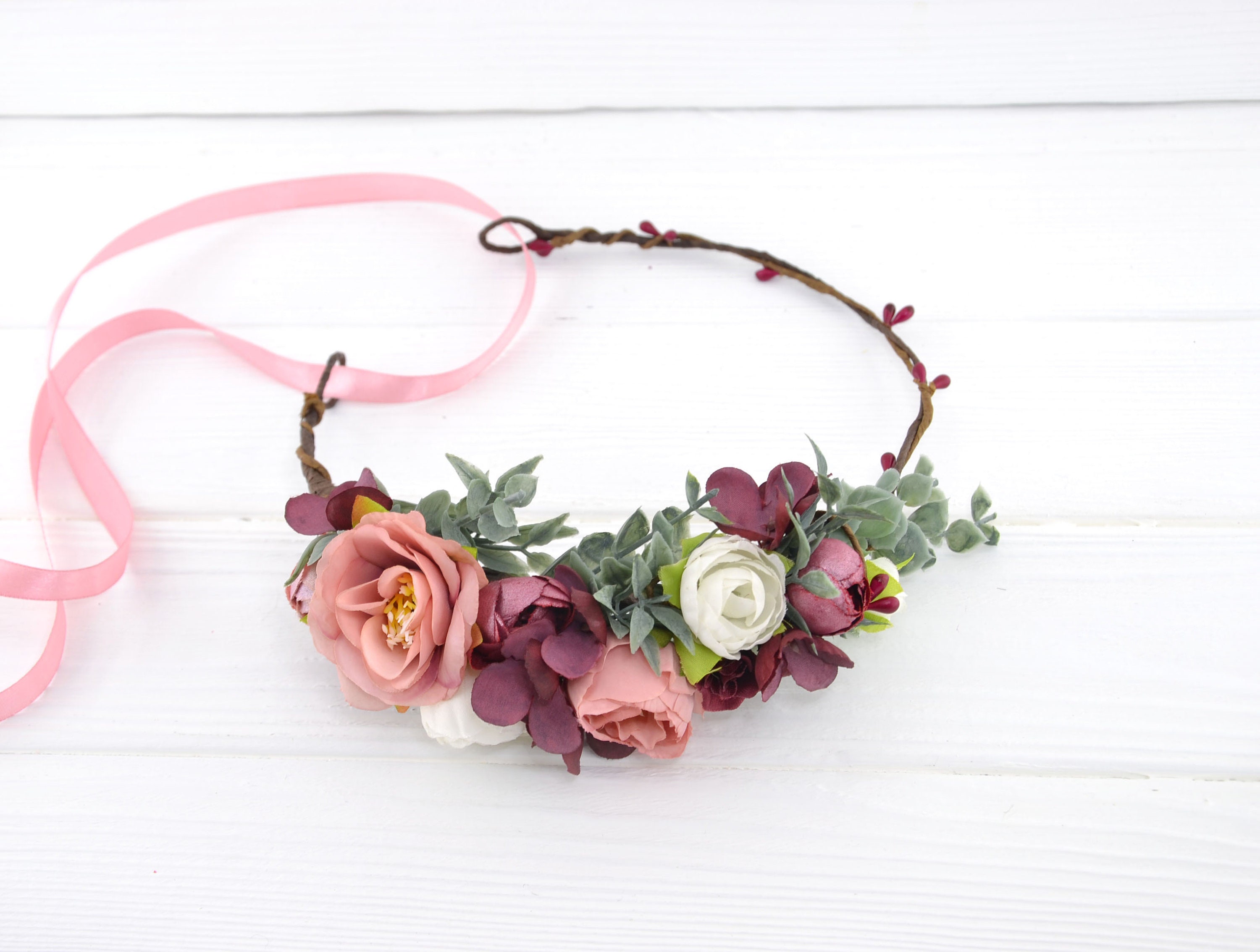 1950’s Floral Headband with Pink and Green Accents 50s Floral Headband - Etsy main image 2