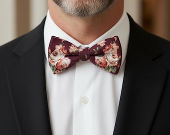 Burgundy Pink Prom bowtie for men Marsala suspenders for boys Groom suspenders for Best Man Fall wedding Bow tie for Groom Burgandy Maroon