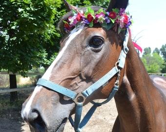 Pet flower crown Photo shoot prop Wedding photo prop Horse flower crown Horse flower halo Summer wedding photo shoot Horserider wedding