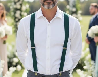 Emerald suspenders velvet dark green bowtie Emerald pocket square Groomsmen Outfit Kid bow tie Deep green bow tie Rustic Wedding accessories