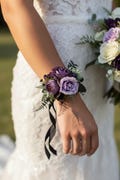 Prom flower corsage plum Deep purple wrist corsage for girls Boutonniere and corsage for prom Hand corsage with flowers Buttonhole for Man
