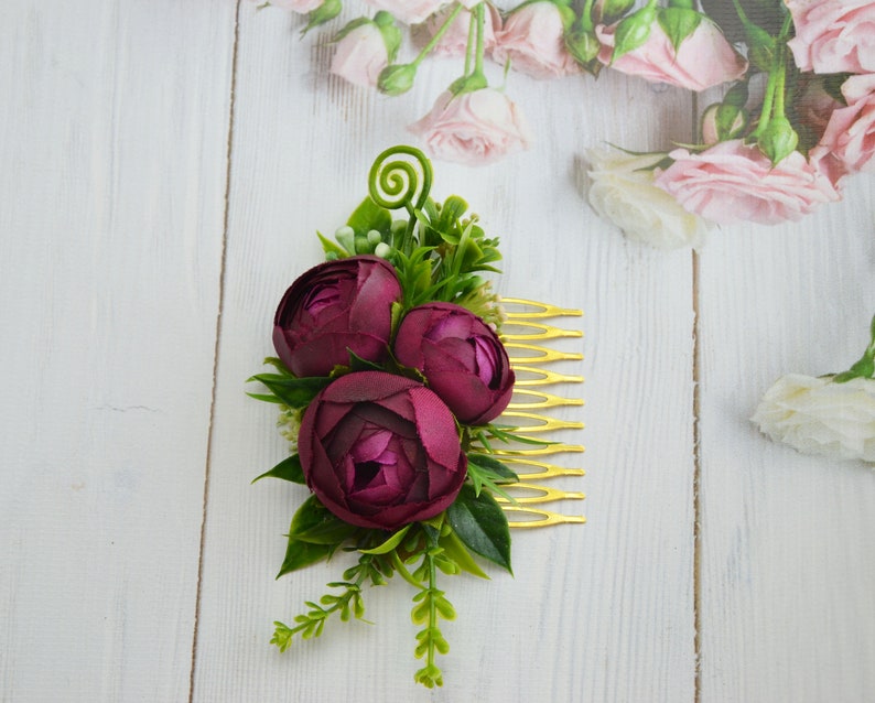 Fuchsia flower comb Wedding floral hair combWedding bridal headpieceFlower hair piece for girl Bride hair comb Wedding flower hair clip