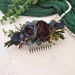 Flower headpiece navy blue Flower hair piece burgandy Flower comb burgundy blue Flower hair piece gothic Dark wedding flower hairpiece bride