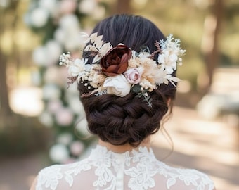 Bridal hair accessories for women Bridal headpiece bridal hair vine wedding hair accessories wedding hair vine boho beige ivory coffee