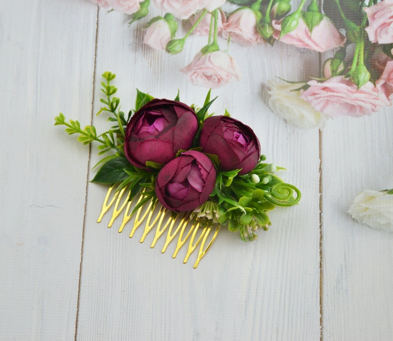 Fuchsia flower comb Wedding floral hair combWedding bridal headpieceFlower hair piece for girl Bride hair comb Wedding flower hair clip