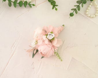 Pink rose boutonniere peony Flower boutonniere for boys Floral boutonniere blush white Groom pocket flowers Wedding buttonhole Best man