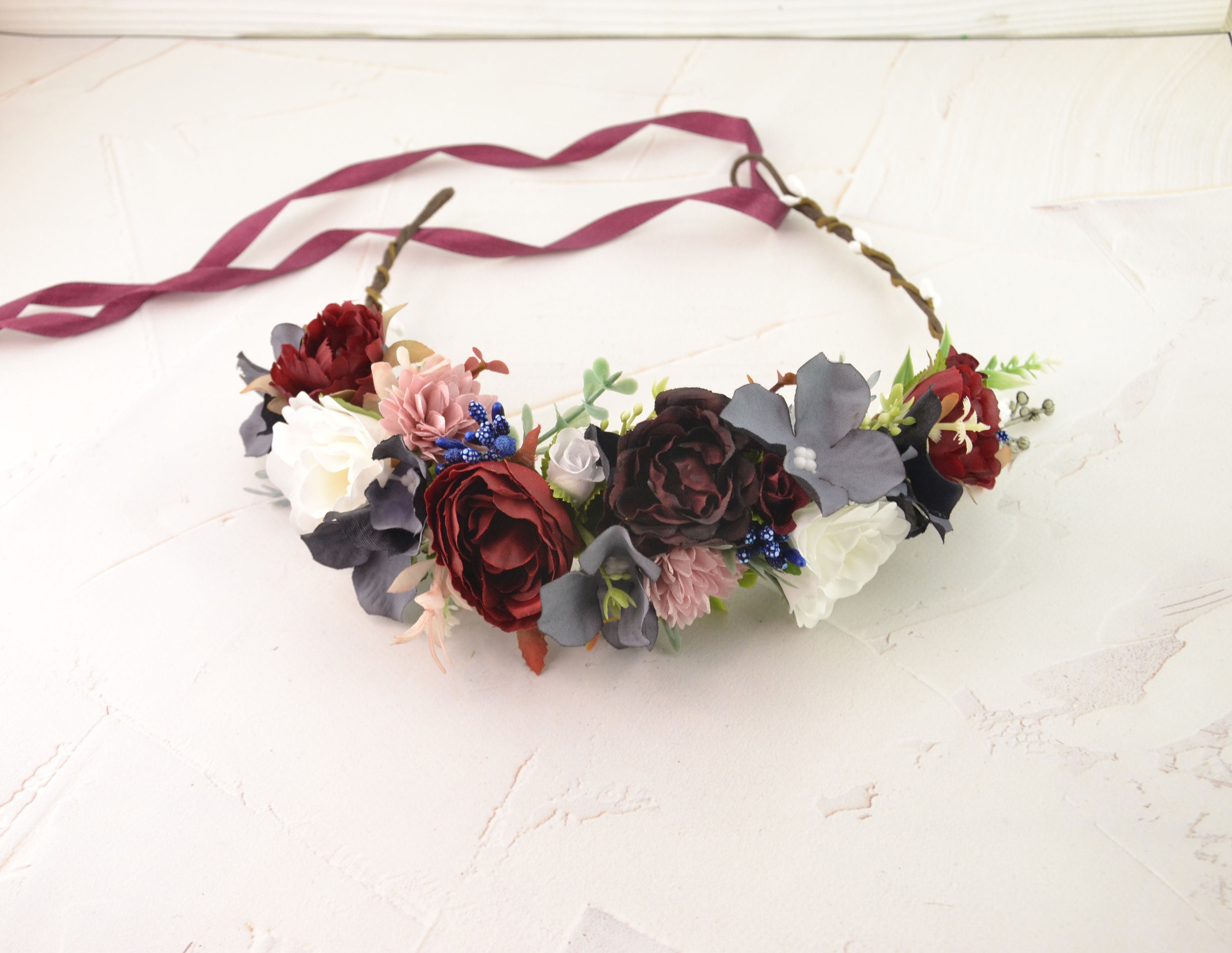 Stunning Handmade Red & Blue Flower Crown Red and Blue Flower Crown - Etsy main image 2