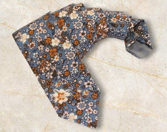 Dusty Blue Necktie for men Fall wedding outfit Rust wedding suspenders Bowtie for Dogs Floral Pretied bow tie for Groom Best man Groomsmen