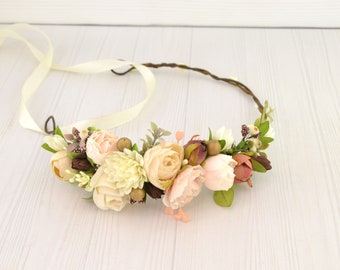 Flower hair piece for women - floral headband for girls - flower crown wedding