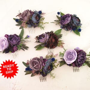 Flower hair comb Purple Head piece Floral hair piece wedding Flower comb Bridal headpiece Plum hair comb Bride hairpiece hair accessories
