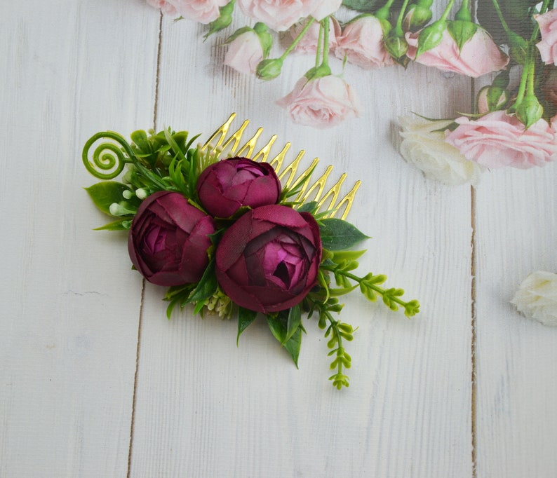 Fuchsia flower comb Wedding floral hair combWedding bridal headpieceFlower hair piece for girl Bride hair comb Wedding flower hair clip