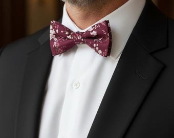 Burgundy Pink bowtie for men Rust suspenders for boys Groom Rust suspenders Best Man Fall wedding Bow tie for Groom Burgandy Maroon Marsala