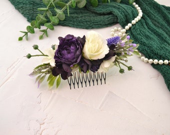 Plum Ivory Comb Flowers for Hair blue Floral Hair Comb Bridal Wedding headpiece Flowers for Hair Bride Head piece