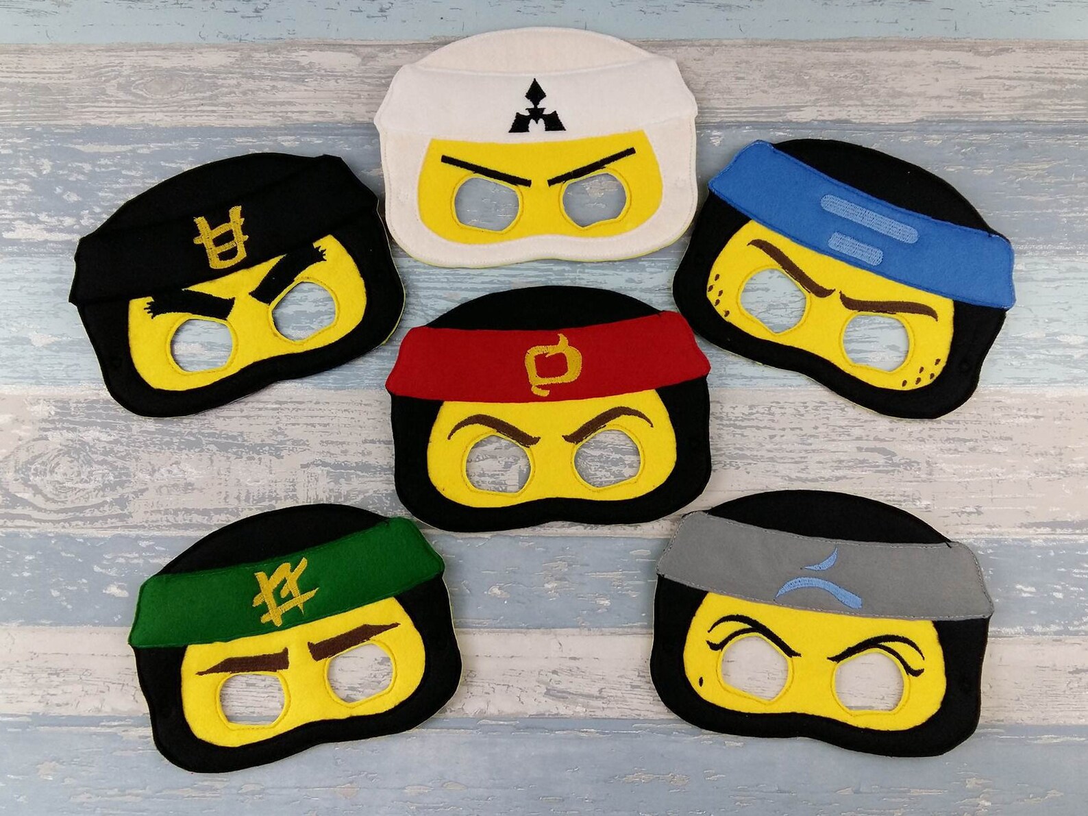 Ninjago Mask Set of Six Birthday Party Ninja Face Masks | Etsy