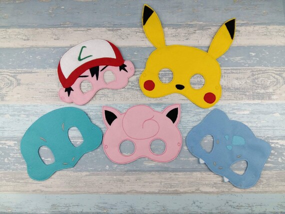 Pokemon Mask - Felt Mask - Set of 5 Set Masks - Felt Dress Up Masks - Halloween Mask - Pokemon Birthday Mask - Party Favor Themed Party Il_570xn