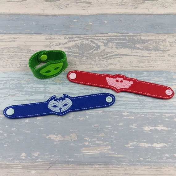 Party Pack Children's Pretend Play - PJ Masks Bracelets - Birthday PJ Masks Party - PJ Mask Masks - Red Owlette - Green Gecko - Blue Cat Il_570xn