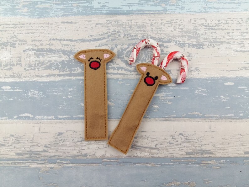 Reindeer Candy Cane Holder 2 Two Felt Rudolph Christmas Etsy