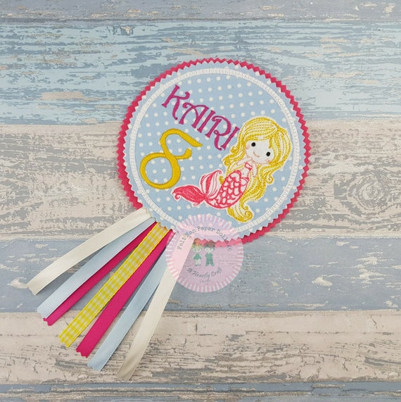 Handmade Mermaid Birthday Badge - Girls Badge Pin - Mermaid Party - Mermaid Gift Idea - Personalised Mermaid Badge - Mermaid Party Gift Il_570xn