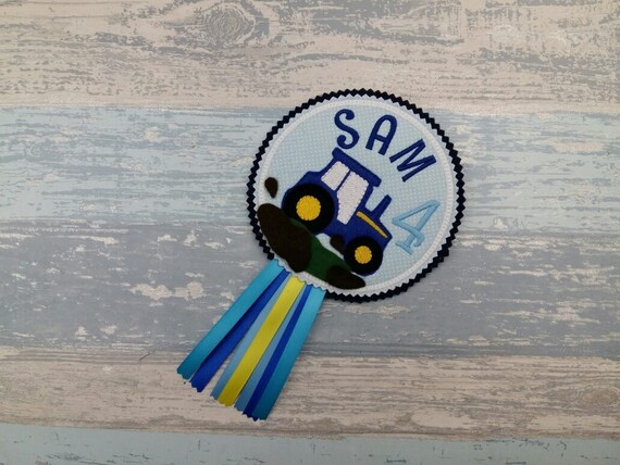 Tractor Birthday Badge - Personalised Rosette - Farm Vehicle - Old McDonald Farm - Farmers - Name Badge Il_570xn