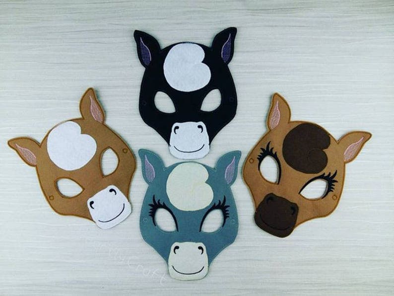 Halloween Birthday Gift Farm Party Favor Pretend Play Costume Dress Up Church Play School Play Horse Mask Mare Felt Mask