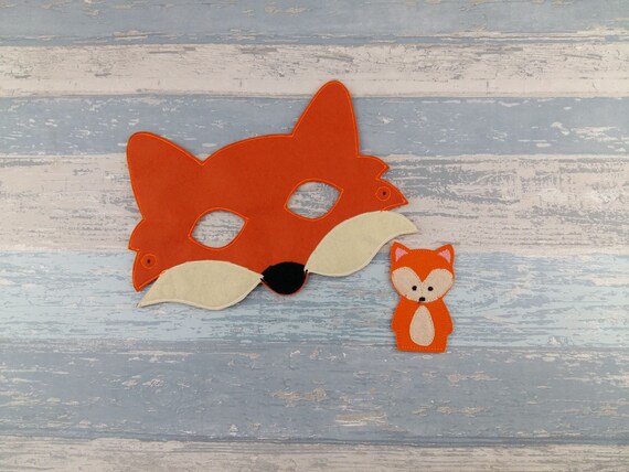 Fox Mask and Finger Puppet Set - Woodland Forest Animal Mask - Felt Dress Up Masks - Birthday Party Favor Halloween Il_570xn