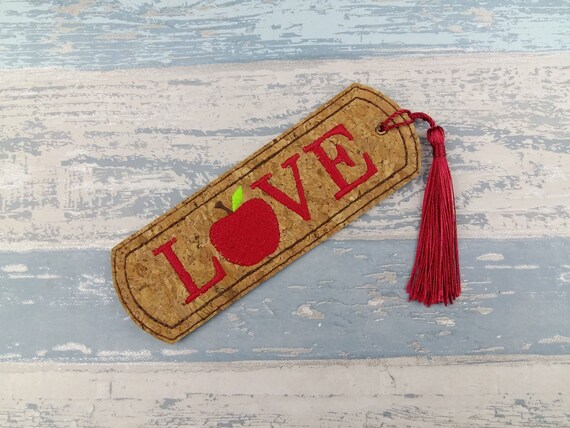 Love Bookmark - Cork Bookmark - Red Apple Gift - Teachers Gift - Teacher Appreciation - Red Tassel - Birthday Gift for Mum Mom Aunt Sister Il_570xn
