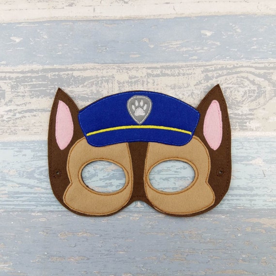 Chase Police Dog - Dog Hero Felt Mask - Paw Patrol Birthday Party - Gift Idea - Party Favor - Halloween Mask - Dog Mask - Hero Dog Pup Mask Il_570xn