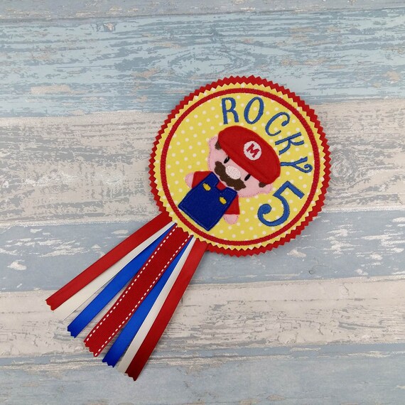 Mario Badge - Personalised Birthday Badge - Super Mario Party Badge - Celebration Birthday Pin - Mario Party Gift - Super Mario Party Favor Il_570xn