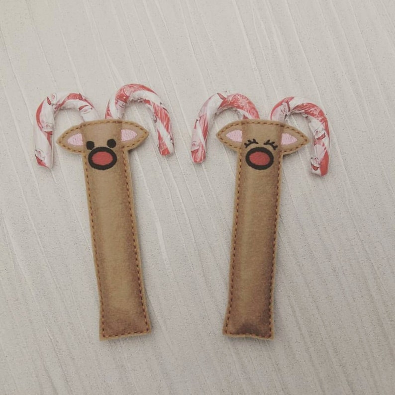 Reindeer Candy Cane Holder 2 Two Felt Rudolph Christmas Etsy