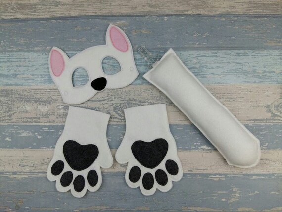 Dog Mask - Animal Tail - Paw Design Mitten Gloves - Halloween & Birthday Pretend Play - Felt Dress Up - Photo Prop Fun - School Theatre Play Il_570xn
