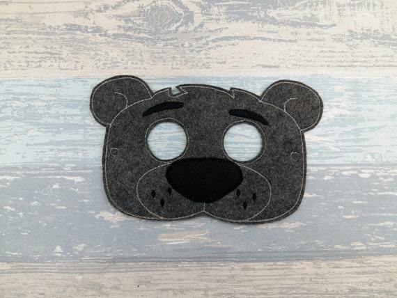 Bear Mask - Felt Play Mask - Jungle Bear Mask - Soft Play Felt - Old Grey Bear Mask - Halloween Costume Gift - Party Supplies Il_570xn