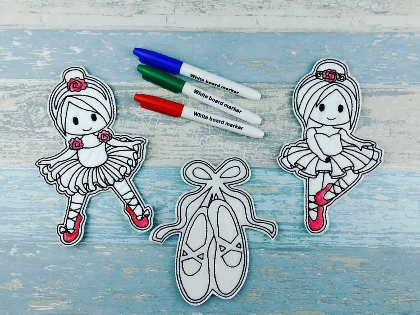 ballerina art colouring set - ballet - ballet shoes - reusable toddler quiet book play - preschool home school art - tutu baller