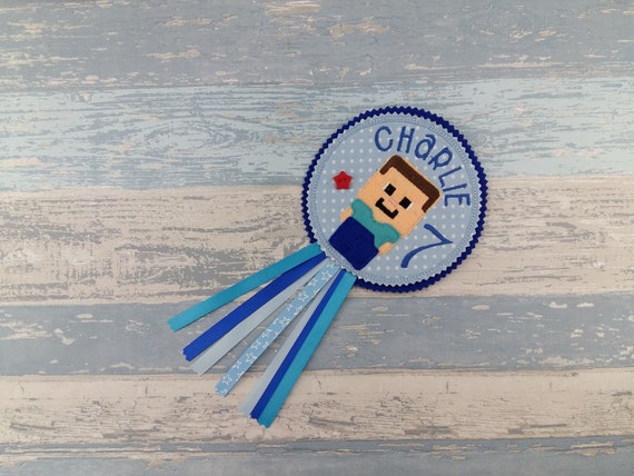 Personalised Birthday Badge Rosette - Steve - Party Gift Idea - Celebration Gifts - Creeper Il_570xn