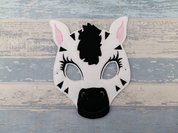 Zebra Mask - Felt Zebra Mask - Zoo Animal Mask - Zebra Costume Mask - Face Mask - Zebra Party Favor - African Mask - Felt Jungle Mask Il_570xn