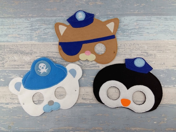 Set of 3 Masks - Pirate Animal Masks - Octonaut Mask - Face Mask - Toddler Pretend Play - Soft Play Mask - Kwasii - Peso - Captain Barnicles Il_570xn