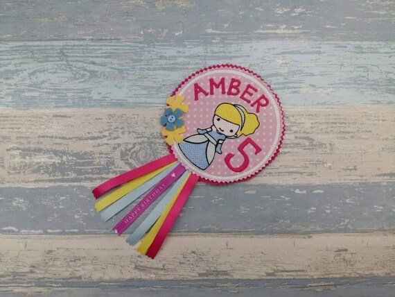 Princess Birthday Badge - Personalised Badge - Age Badge - Number Badge - Party Badge - Gift for Her - Celebration Beauty Cinderella Il_570xn