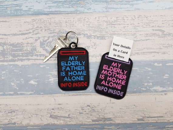 Information Key Ring - Elderly Mother or Father - Care Instructions - Safe Keeping - Left Home Alone - Emergency Services - Senior Care Il_570xn
