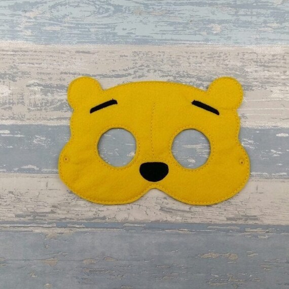 Yellow Bear Mask - Woodland Animal Mask - Halloween Honey Bear Mask - Winnie the Pooh Dress Up - Fancy Dress - Birthday Party Favor Supplies Il_570xn