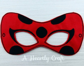 Ladybug Mask - Ladybug Felt Mask - Ladybug Girl Mask - Cosplay Mask - Pretend Play - Ladybird Mask - Party Favor - Miraculous Ladybug Mask