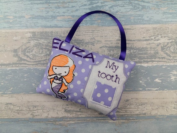Tooth Fairy Pillow - Personalized Tooth Fairy Gift - Girls Mermaid Design Pillow - Hanging Tooth Fairy Pillow - Teeth Storage - Tooth Bag Il_570xn