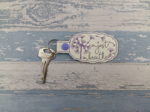 Just Breathe Lilac Dandelion Daisy Fairy Key Ring Snap Tab Fob - Celebration Party Favor - Inspirational Vintage Soft Colours - Hen Party Il_570xn