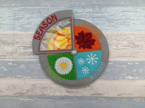Seasons Wheel - Today's Chart Board - Educational Felt - Science Play set - Home School - Preschool Toy Preschool Game - Kindergarten Play Il_570xn