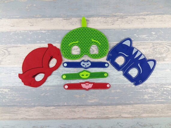 PJ Masks Mask Set of 3 - Superhero Masks & Bracelets - PJ Masks - Owlette Mask - Party Favor - Celebration Gift - Halloween Masks - Gift Il_570xn