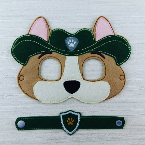 Dog Mask - Paw Patrol Mask - Ranger Pup Felt Party Mask & Bracelet Set - Ranger Costume - Paw Patrol Party - Birthday Mask - Cosplay Mask Il_570xn