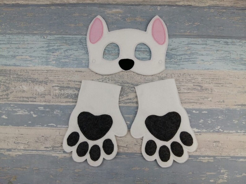 Dog Mask Animal Tail Paw Design Mitten Gloves Halloween Etsy